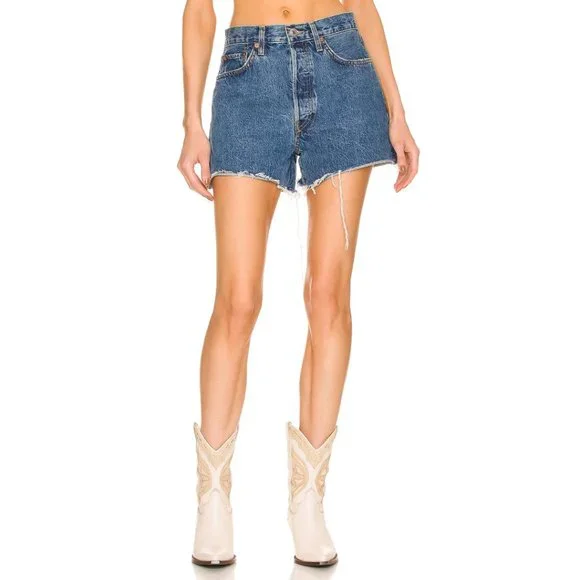 NWT RE/DONE 90's Low Slung Cut Off Shorts in Bleu Mere - Picture 1 of 13